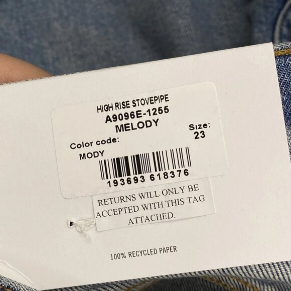 NEW AGOLDE Women's Jeans Melody Blue Size 23 High Rise Stovepipe Straight Cotton - Picture 4 of 11